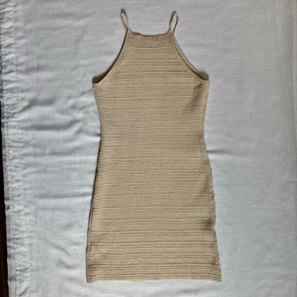 Banana Republic Cream Crochet Mini Dress Size Medium Body Con Boho - Picture 9 of 12